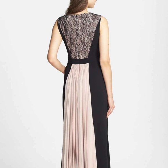 $360 JS COLLECTIONS Lace Pleat Panel Crepe Gown Wedding Mother of Bride 10 - Picture 5 of 7